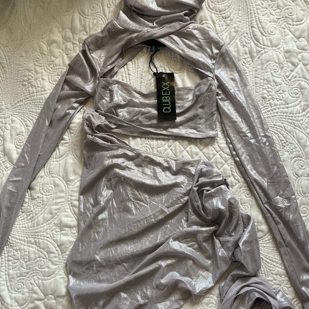 Club Exx Metallic Silver Outfit